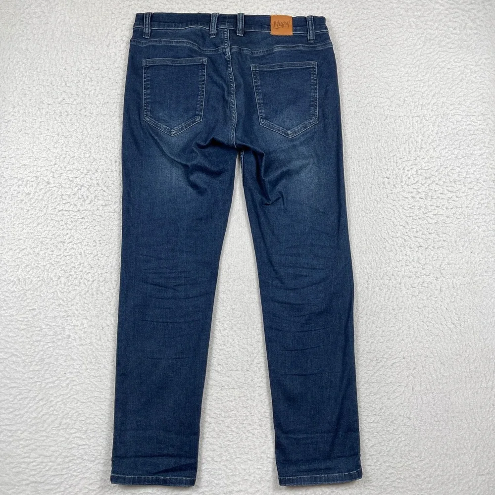 Mugsy Jeans Slim Fit Mens 33x30 Blue Dark Wash Stretch Denim MFLX2SFU Casual